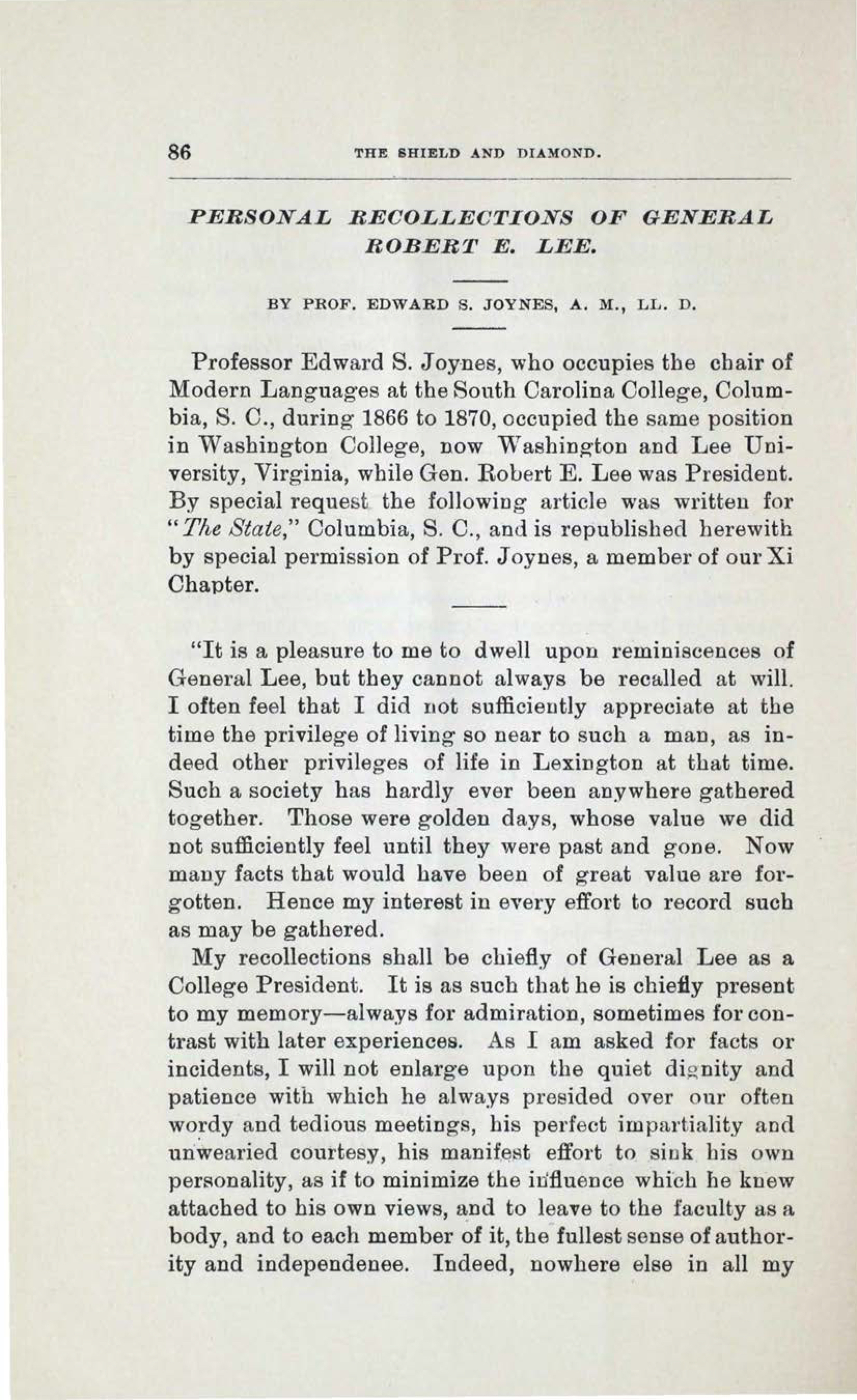 Personal Recollections Of General Robert E. Lee